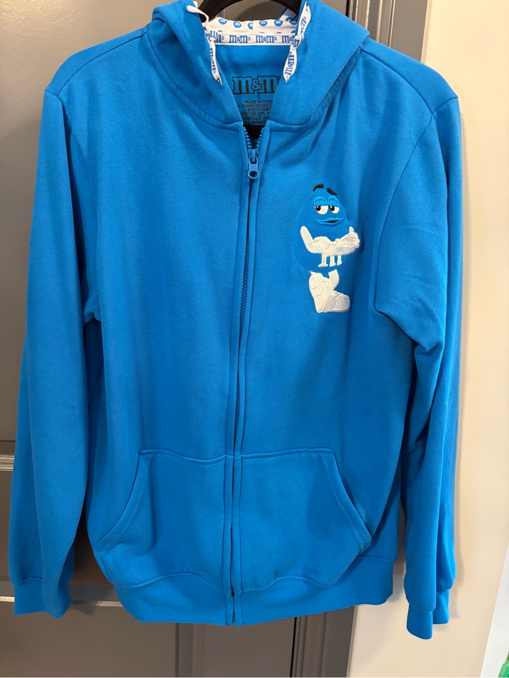 M&M'S Blue Full-Zip Hoodie with Embroidered Blue M&M Character